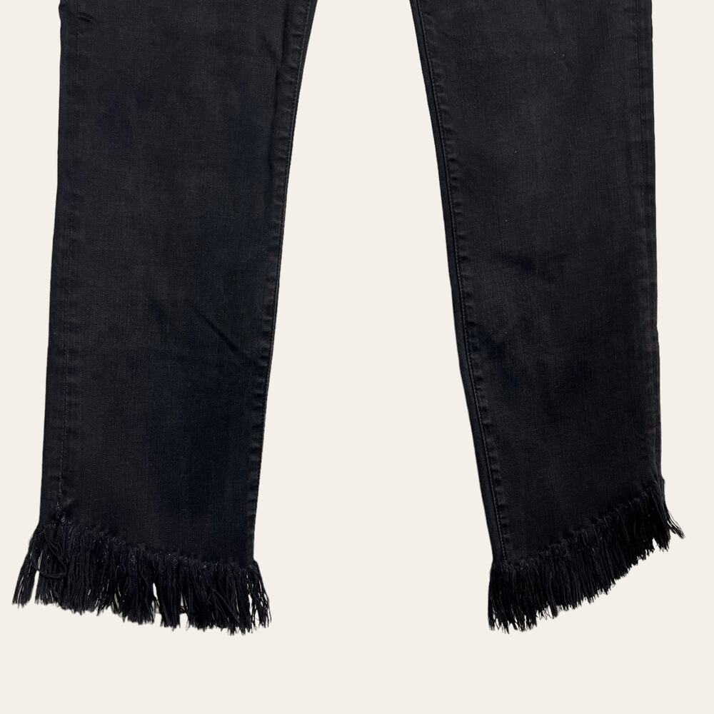 Frame Le High Straight Fringe Hem Noir Black Jeans Size 28 - Picture 4 of 9